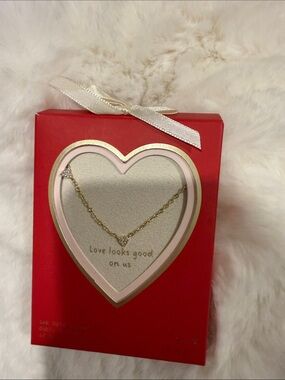 a new day Gold Arrow Heart Necklace with Red Gift Box